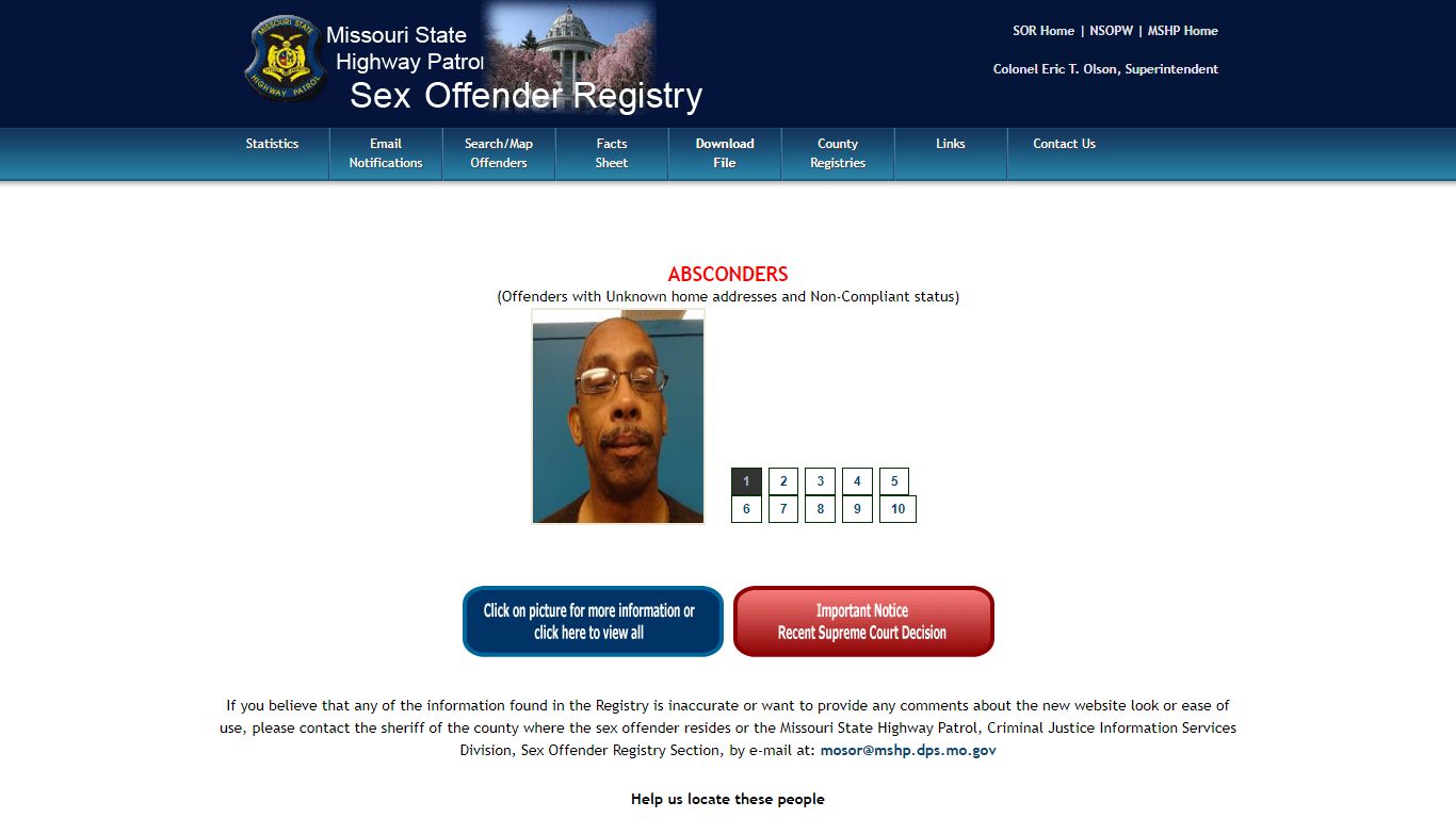 Missouri Sex Offender Registry Home