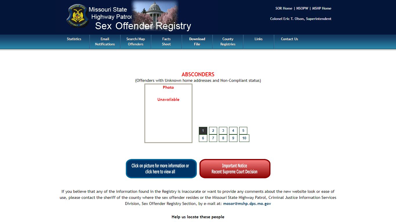 Missouri Sex Offender Registry Home